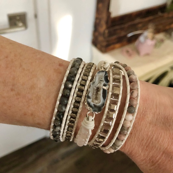 3 Foot Long Gem Beads Agate Geode Slice Wrap Jewellery Piece - Picture 8 of 8